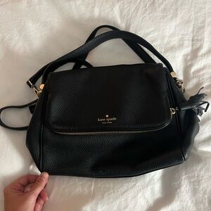 kate spade Black Pebbled Leather Shoulder Bag with Gold Hardware